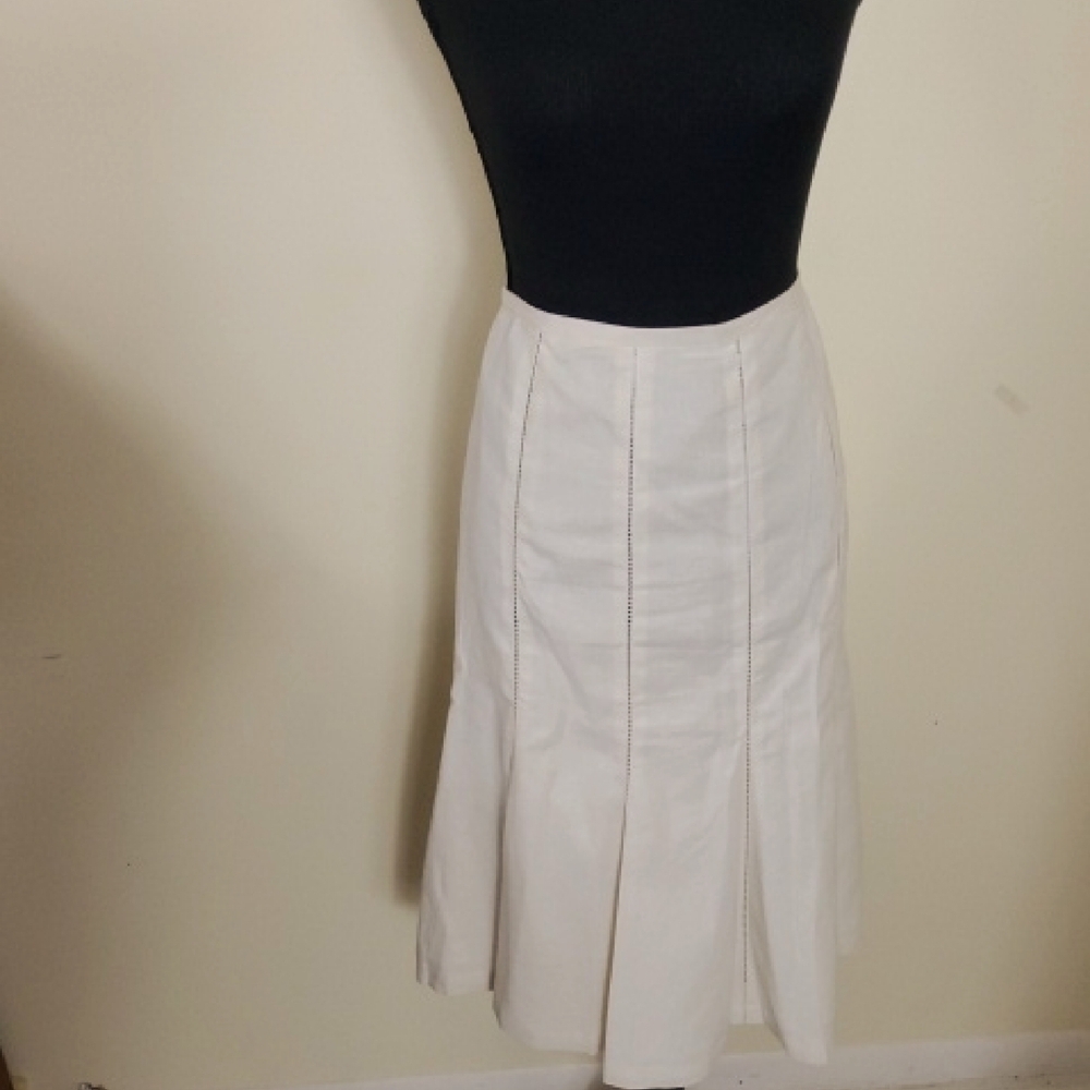 Dalia Collection Cream A-Line Linen Blend Skirt Size 10